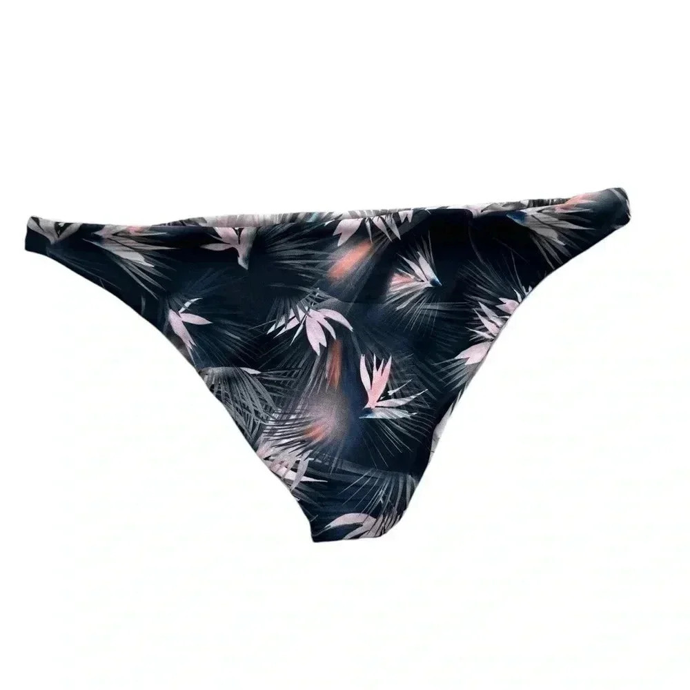 Light Pink Top And Floral Dark Blue Bikini Set, Top: Small Bottom: Large - Picture 11 of 16